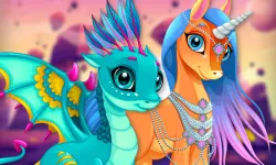 Cute Unicorns And Dragons Puzzle image